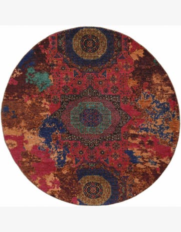 7' 6 x 7' 6 Hand Knotted Mamluk Ziegler Round Rug