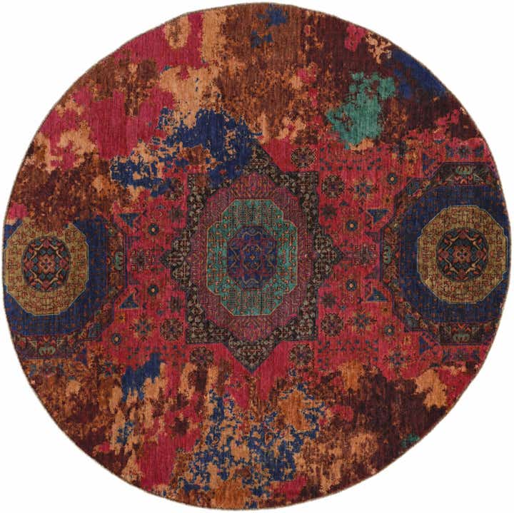 7' 6 x 7' 6 Hand Knotted Mamluk Ziegler Round Rug