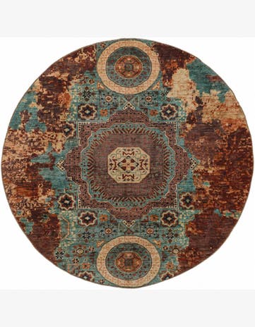 9' 9 x 9' 9 Hand Knotted Mamluk Ziegler Round Rug