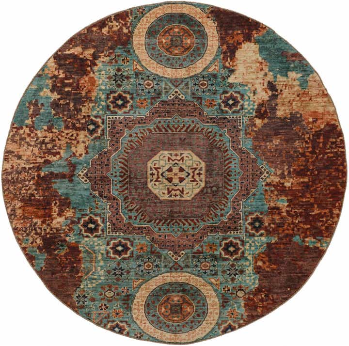 9' 9 x 9' 9 Hand Knotted Mamluk Ziegler Round Rug