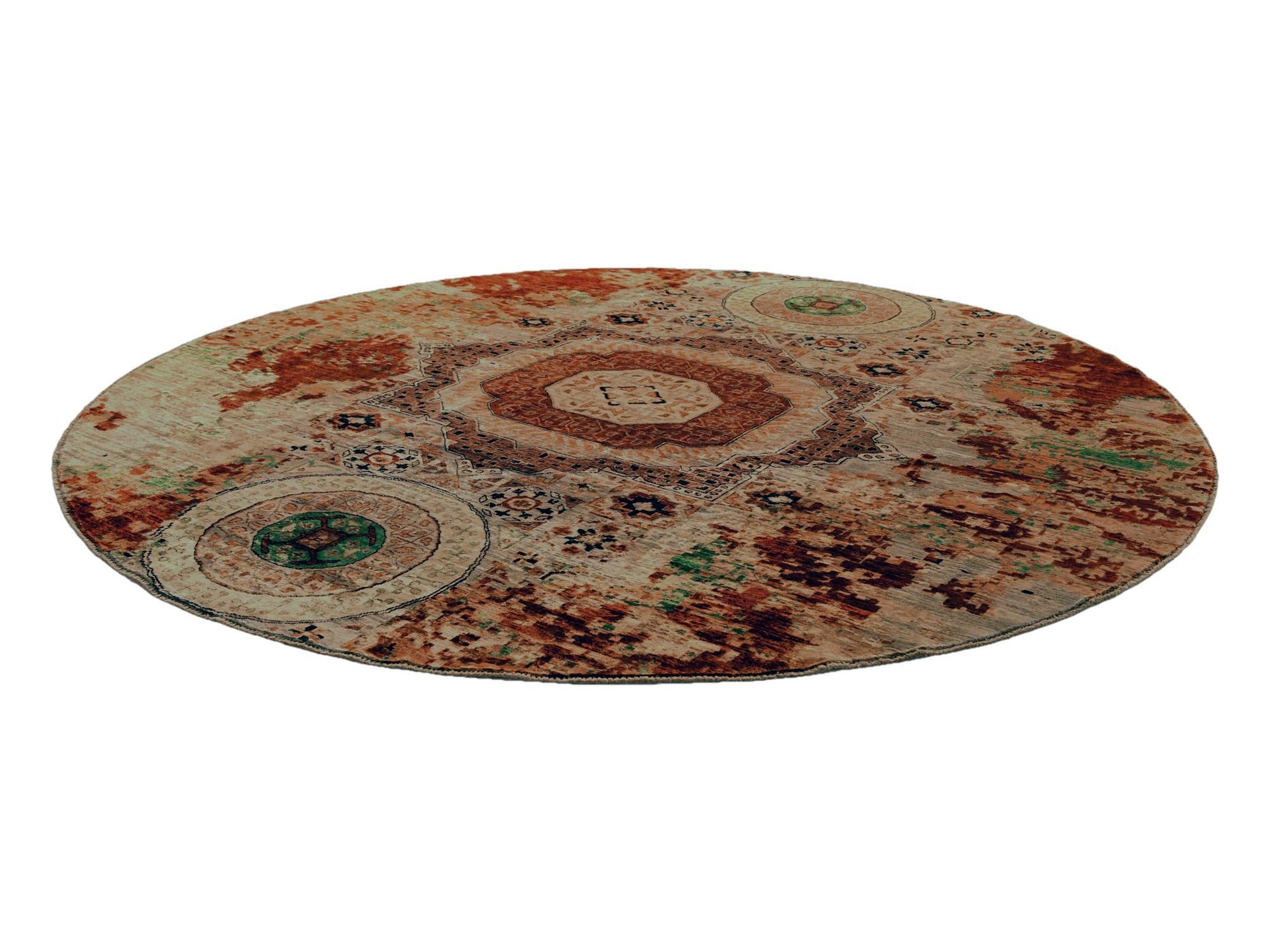 9' 8 x 9' 9 Hand Knotted Mamluk Ziegler Round Rug