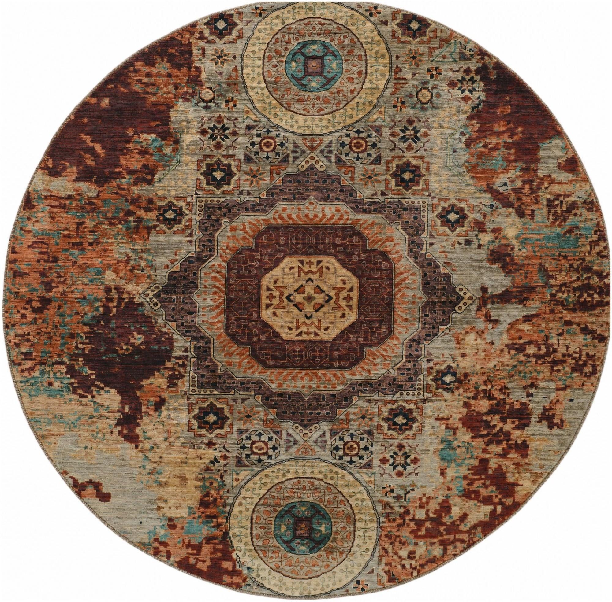 9' 8 x 9' 9 Hand Knotted Mamluk Ziegler Round Rug