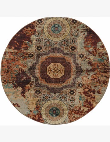 9' 8 x 9' 9 Hand Knotted Mamluk Ziegler Round Rug