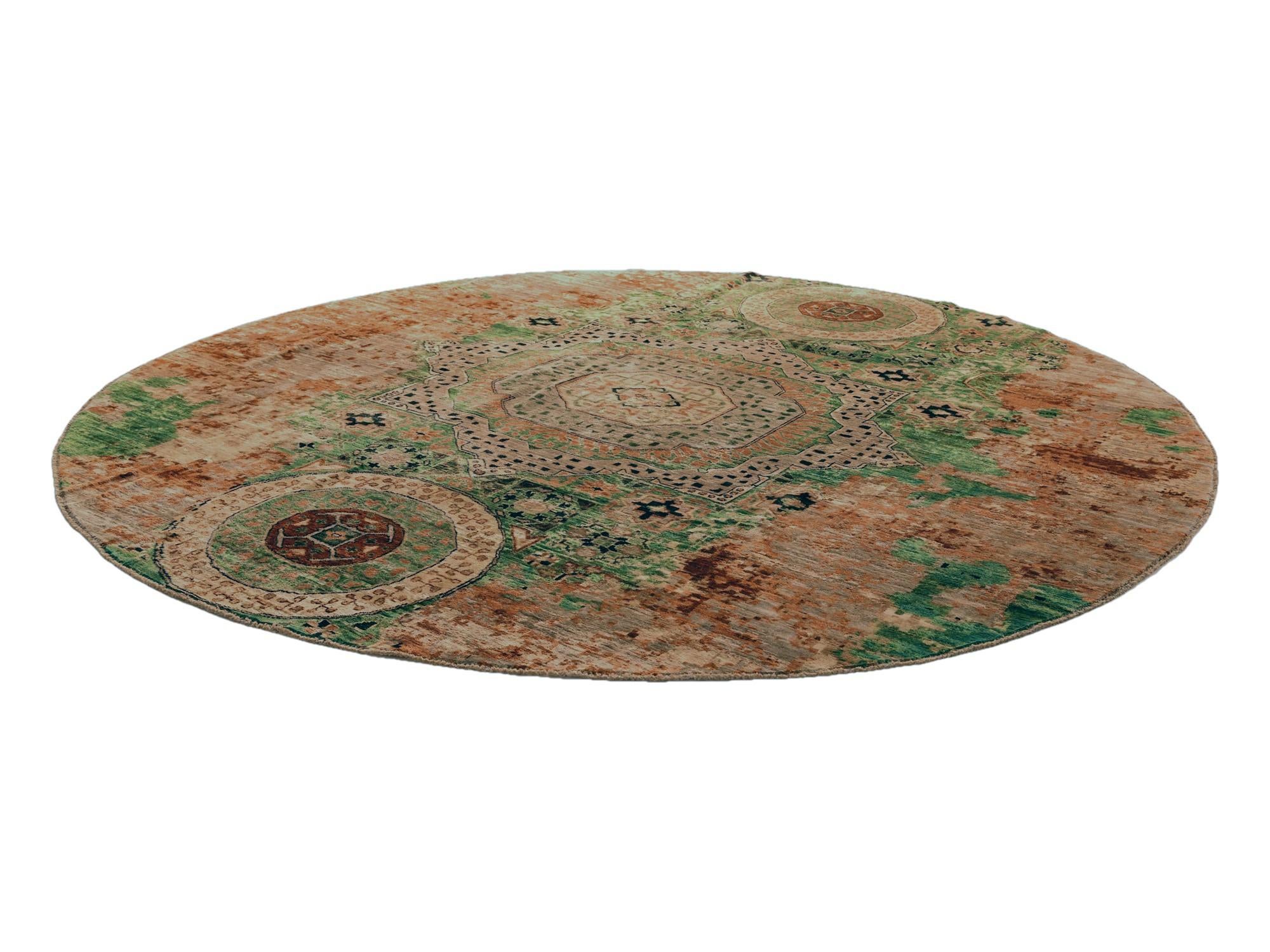 9' 7 x 9' 7 Hand Knotted Mamluk Ziegler Round Rug