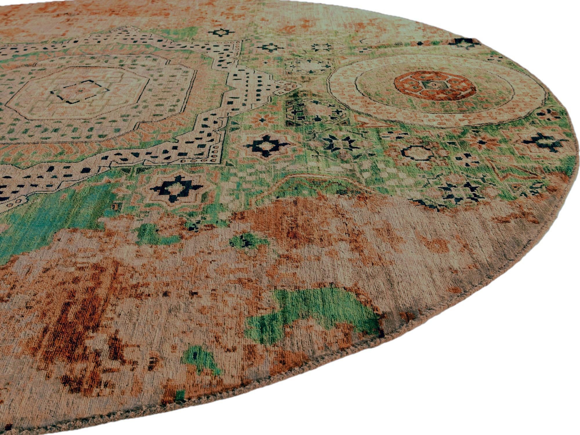 9' 7 x 9' 7 Hand Knotted Mamluk Ziegler Round Rug