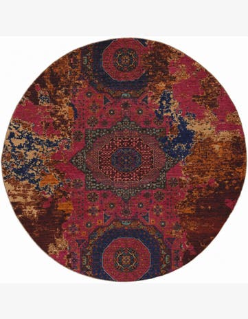 7' 3 x 7' 3 Hand Knotted Mamluk Ziegler Round Rug