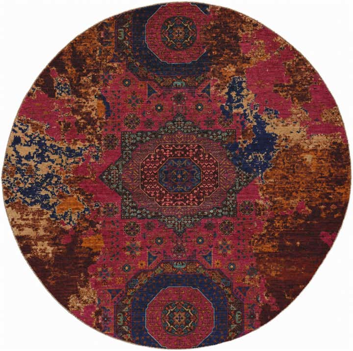 7' 3 x 7' 3 Hand Knotted Mamluk Ziegler Round Rug