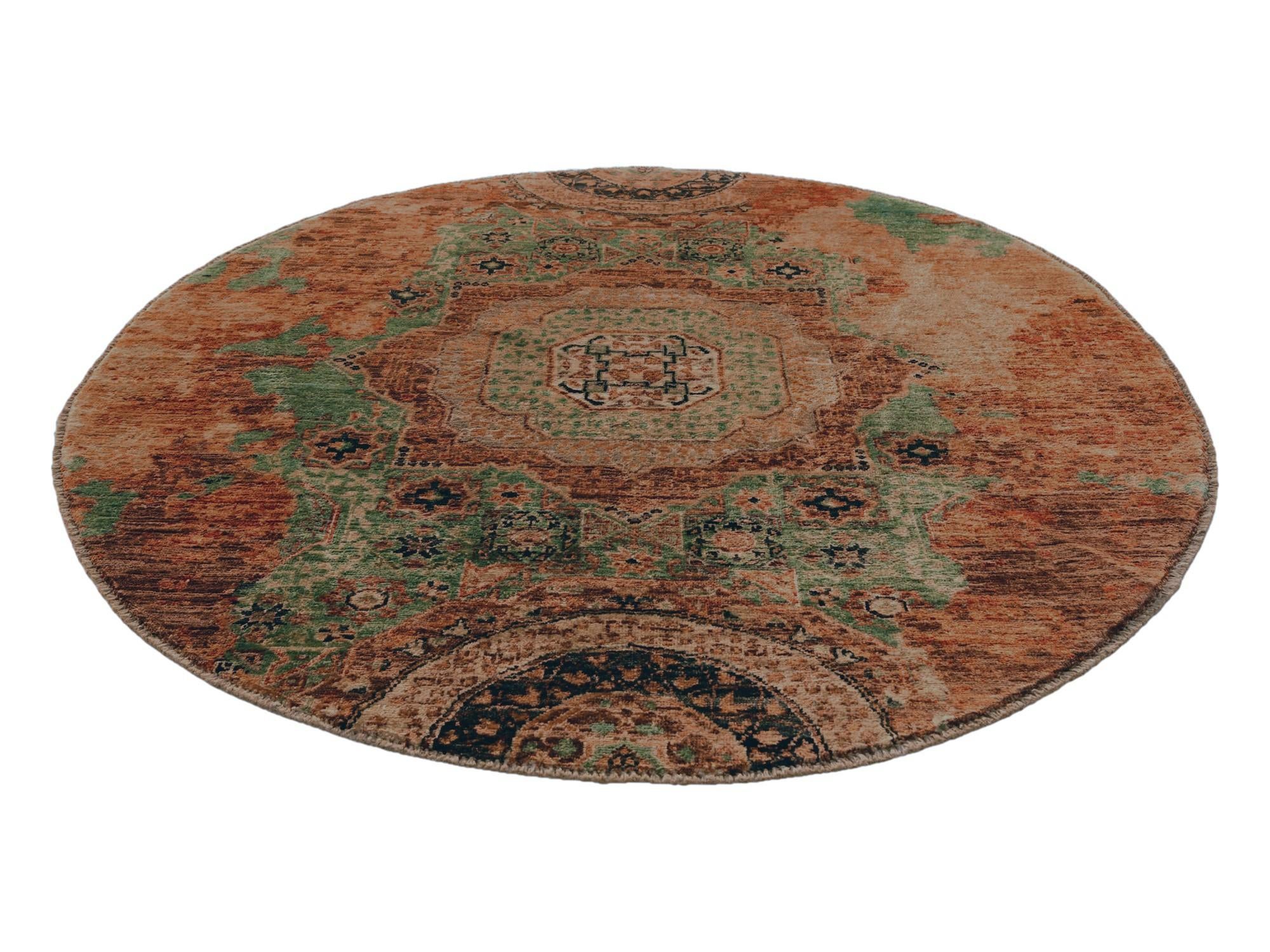 4' 9 x 4' 9 Hand Knotted Mamluk Ziegler Round Rug