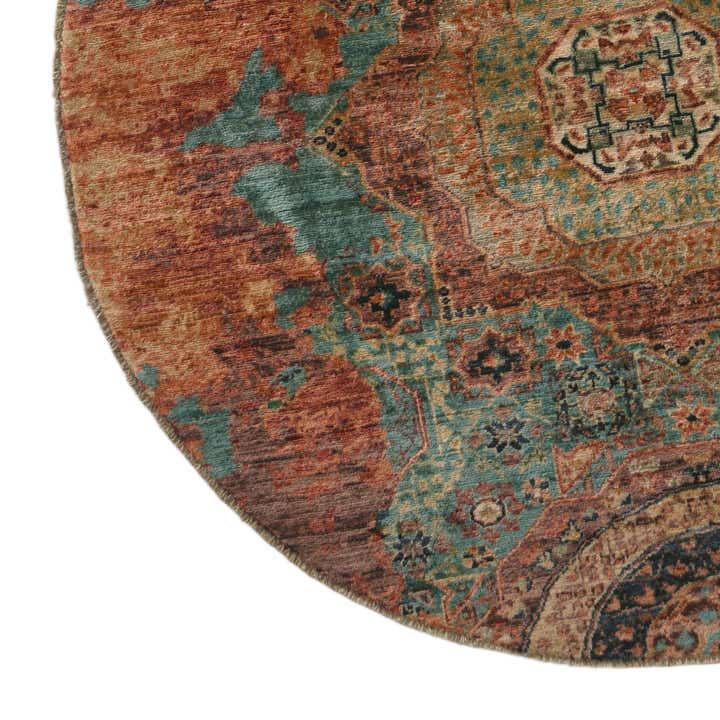 4' 9 x 4' 9 Hand Knotted Mamluk Ziegler Round Rug