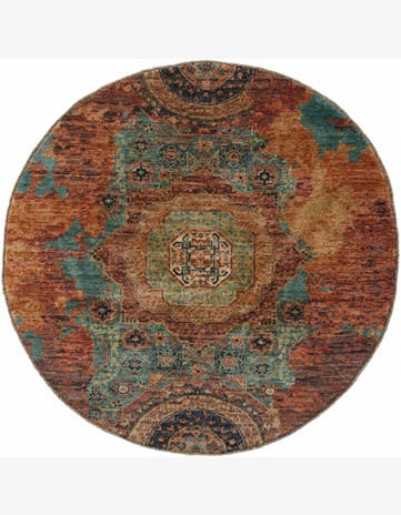 4' 9 x 4' 9 Hand Knotted Mamluk Ziegler Round Rug