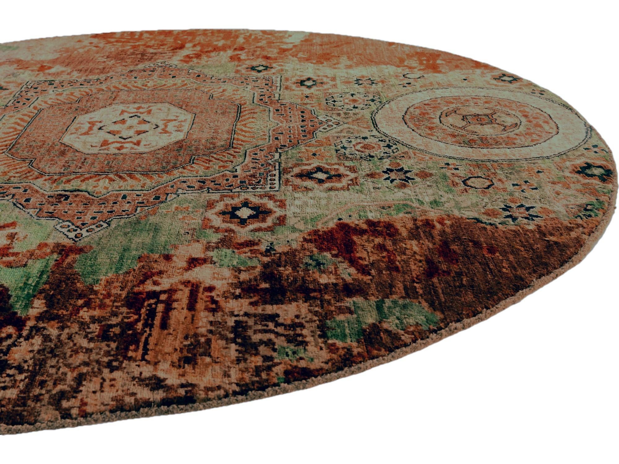 6' 5 x 6' 6 Hand Knotted Mamluk Ziegler Round Rug