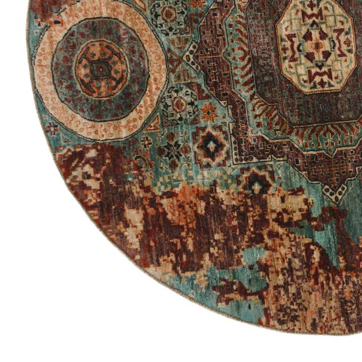 6' 5 x 6' 6 Hand Knotted Mamluk Ziegler Round Rug