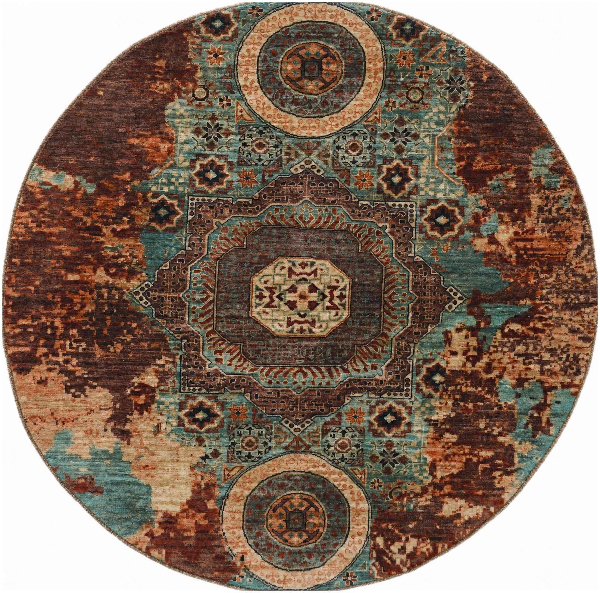6' 5 x 6' 6 Hand Knotted Mamluk Ziegler Round Rug