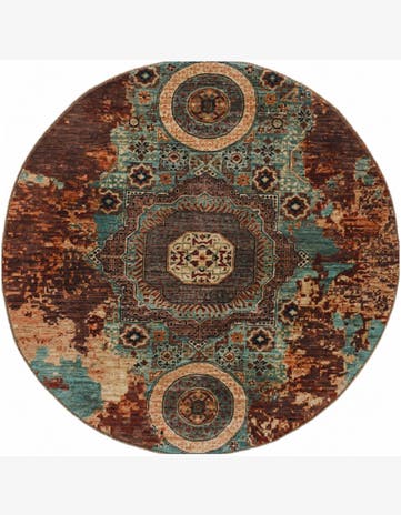 6' 5 x 6' 6 Hand Knotted Mamluk Ziegler Round Rug