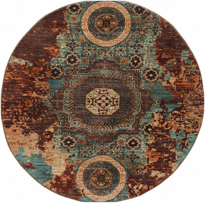 6' 5 x 6' 6 Hand Knotted Mamluk Ziegler Round Rug