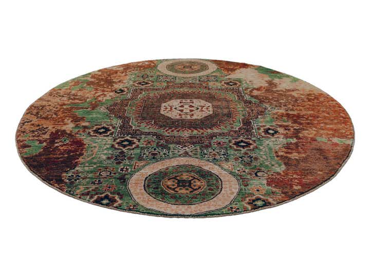 8' x 8' 2 Hand Knotted Mamluk Ziegler Round Rug