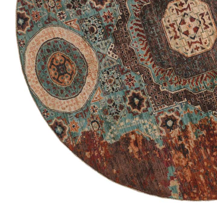 8' x 8' 2 Hand Knotted Mamluk Ziegler Round Rug