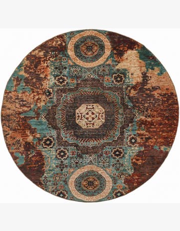 8' x 8' 2 Hand Knotted Mamluk Ziegler Round Rug