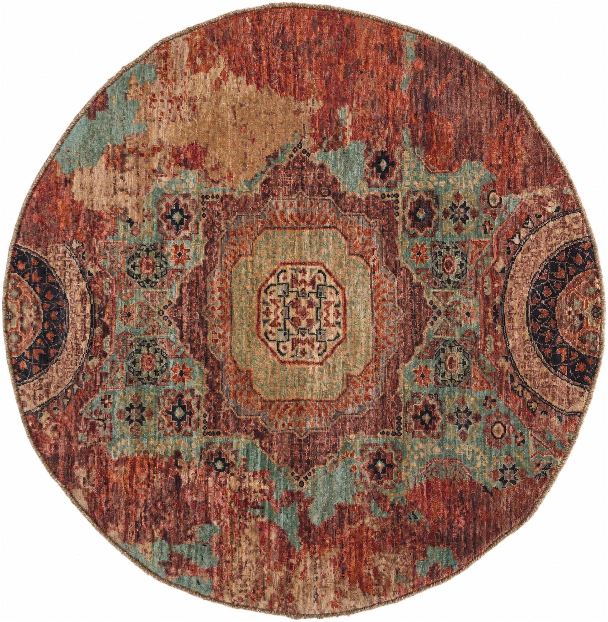 4' 10 x 4' 11 Hand Knotted Mamluk Ziegler Round Rug