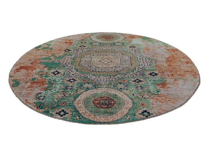 7' 11 x 7' 11 Hand Knotted Mamluk Ziegler Round Rug