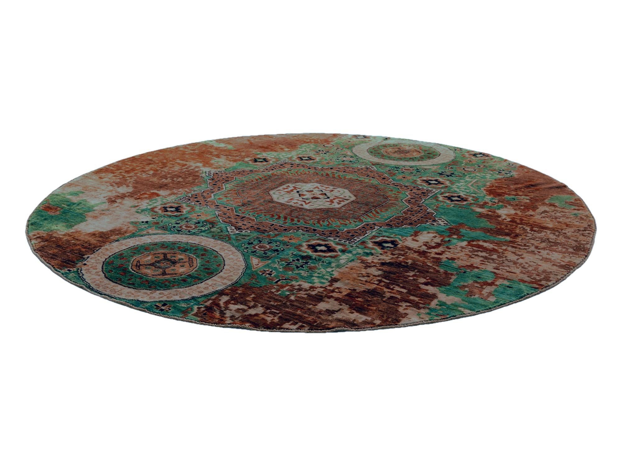 9' 8 x 9' 9 Hand Knotted Mamluk Ziegler Round Rug