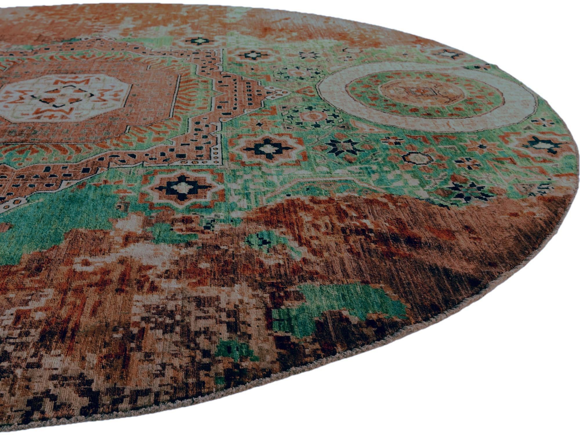 9' 8 x 9' 9 Hand Knotted Mamluk Ziegler Round Rug