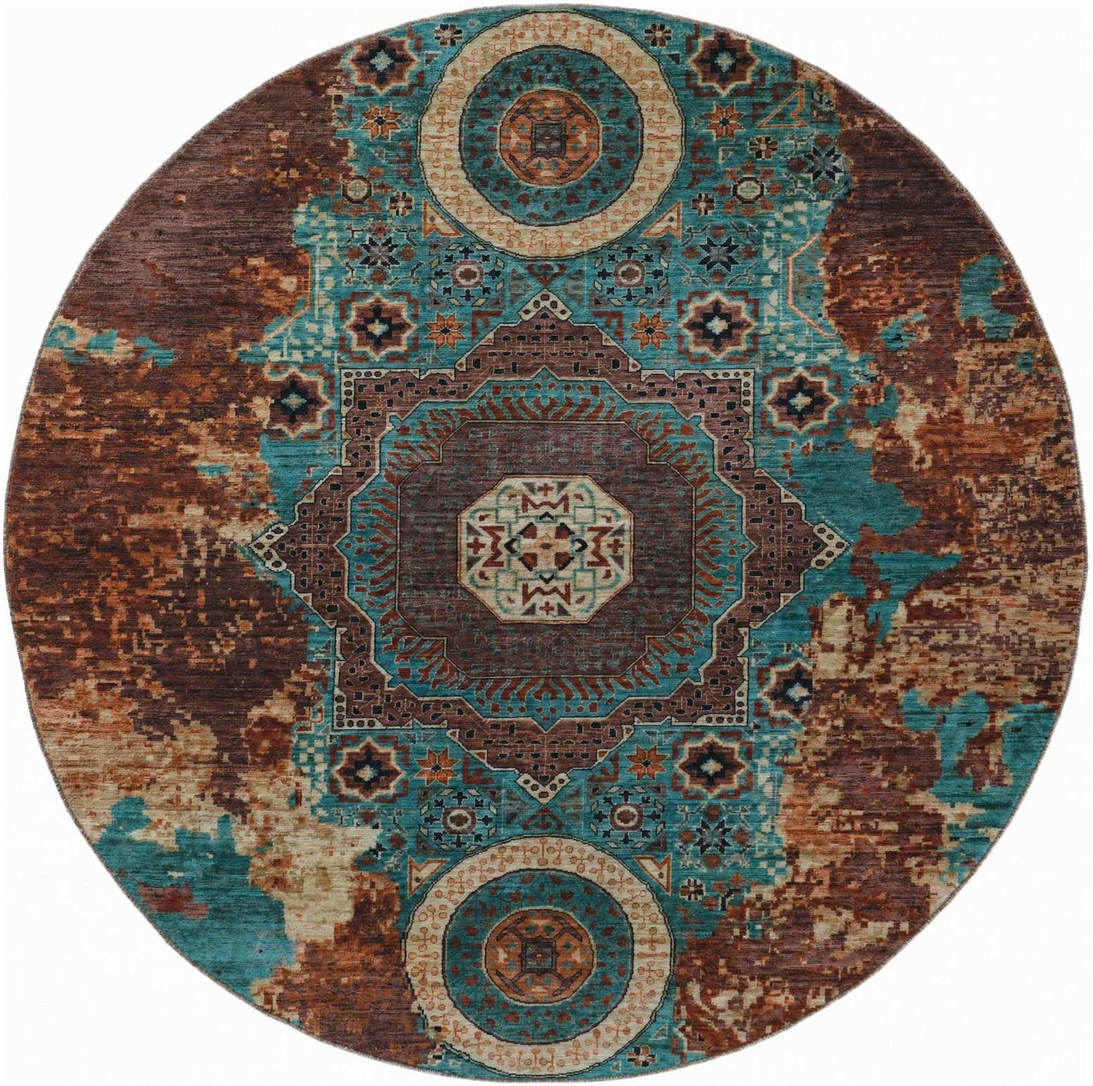 9' 8 x 9' 9 Hand Knotted Mamluk Ziegler Round Rug