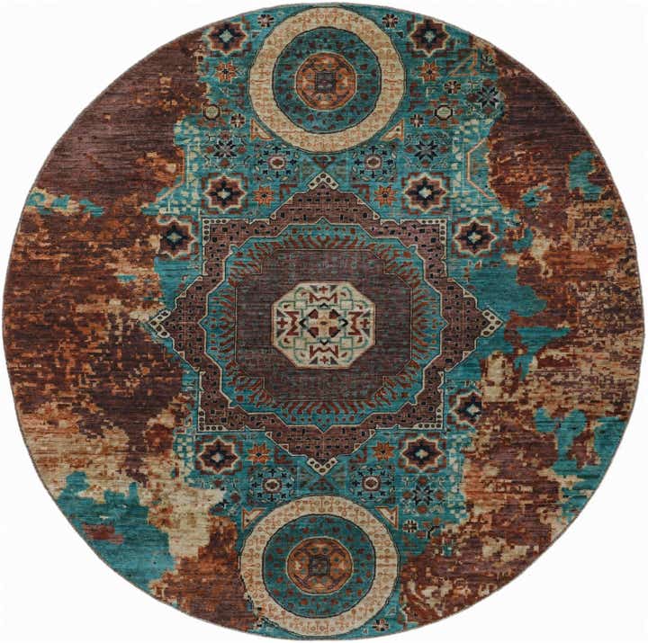 9' 8 x 9' 9 Hand Knotted Mamluk Ziegler Round Rug