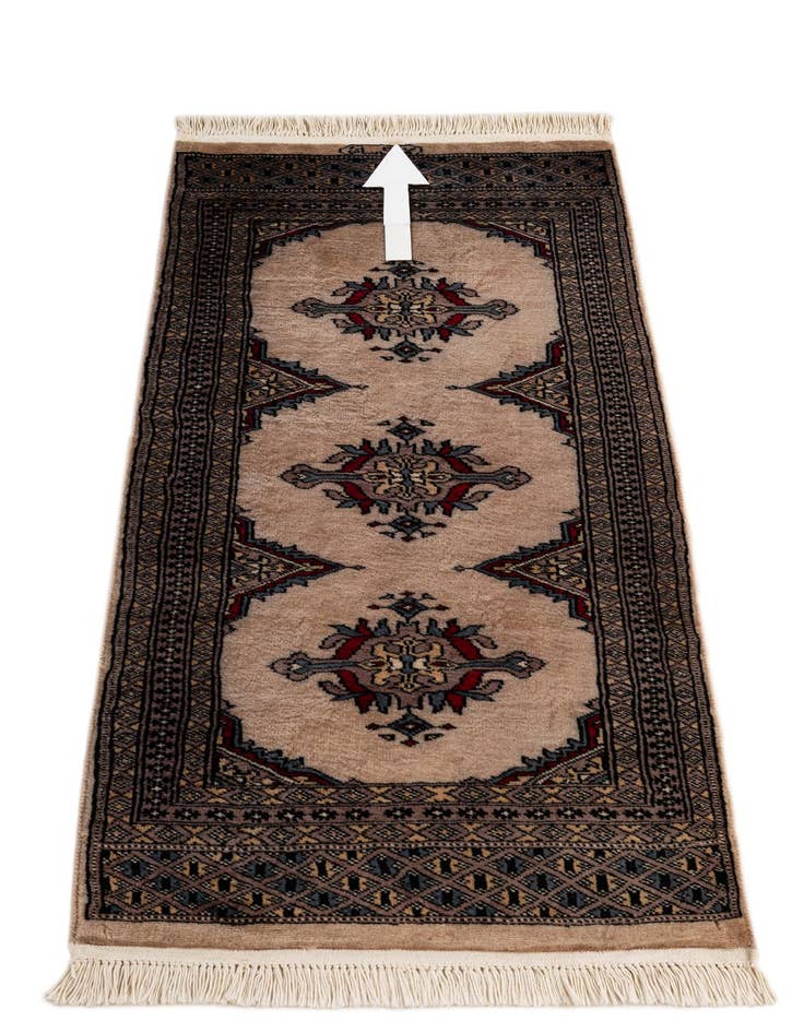 Detail image of 2' x 3' 11  Hand Knotted Bokhara Wool Runner Rug