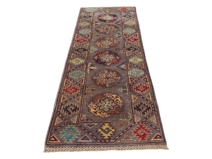 Detail image of 2' x 6' 1 Hand Knotted Kazak Runner Rug