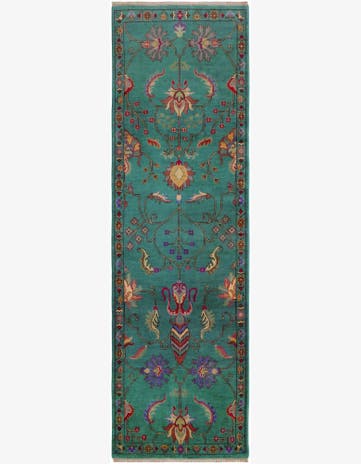 2' 11 x 9' 8 Hand Knotted Kazak Runner Rug