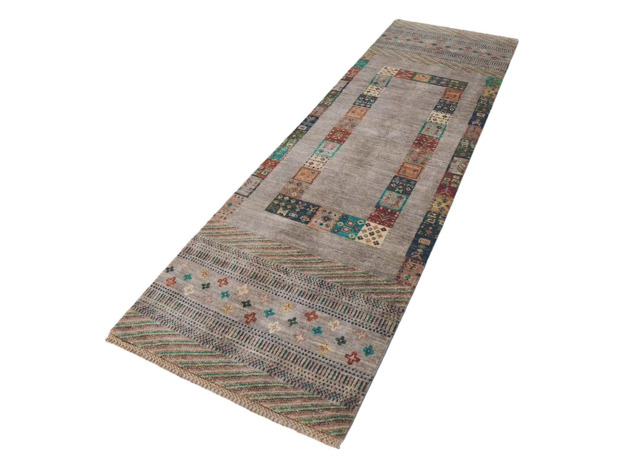 80cm x 260cm anudado a mano Kazak Alfombra Pasillera
