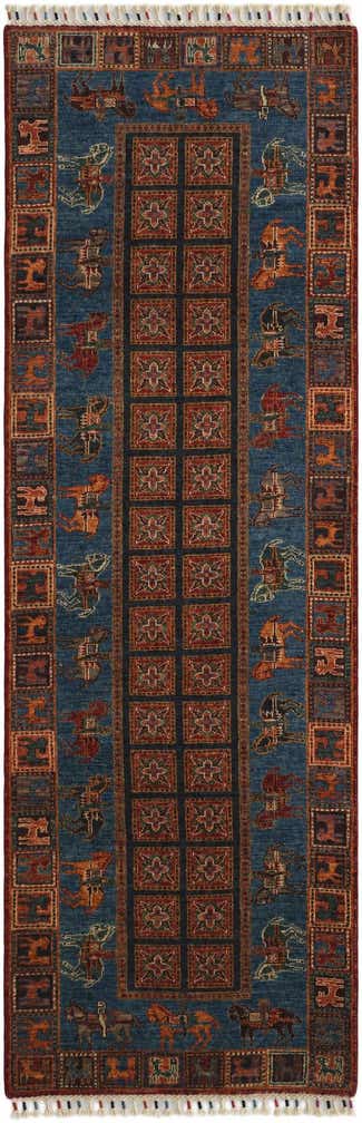 2' 11 x 8' 10 Hand Knotted Kazak Runner Rug