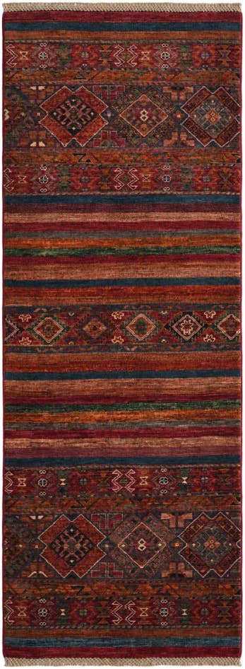 Detailansicht von 75cm x 205cm Handgeknüpft Kazak Läufer Teppich