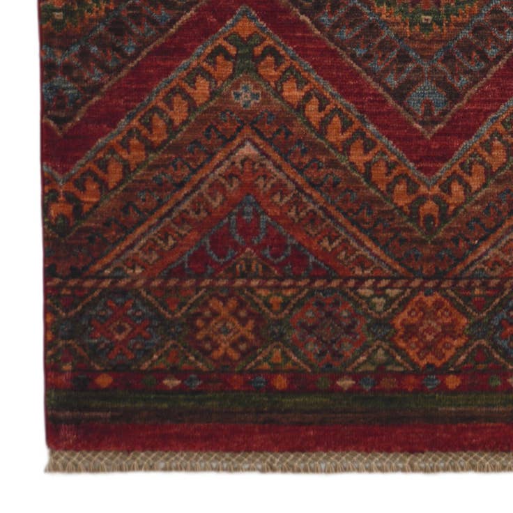 Detailansicht von 80cm x 260cm Handgeknüpft Kazak Läufer Teppich
