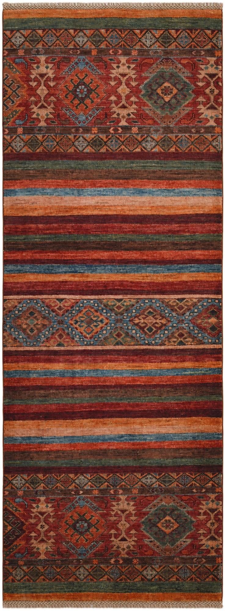 2' 7 x 6' 11 Hand Knotted Kazak Runner Rug