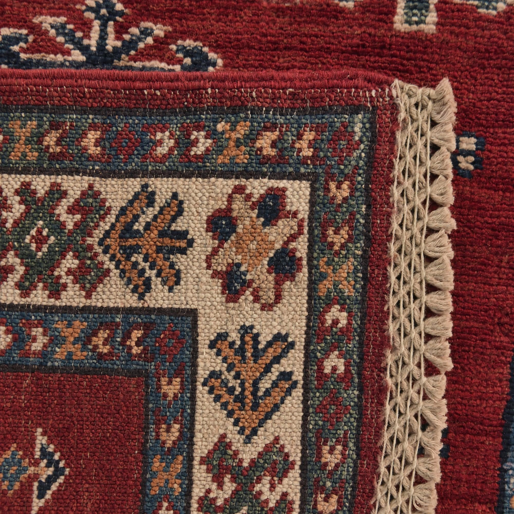 60cm x 185cm Hand Knotted Kazak Runner Rug