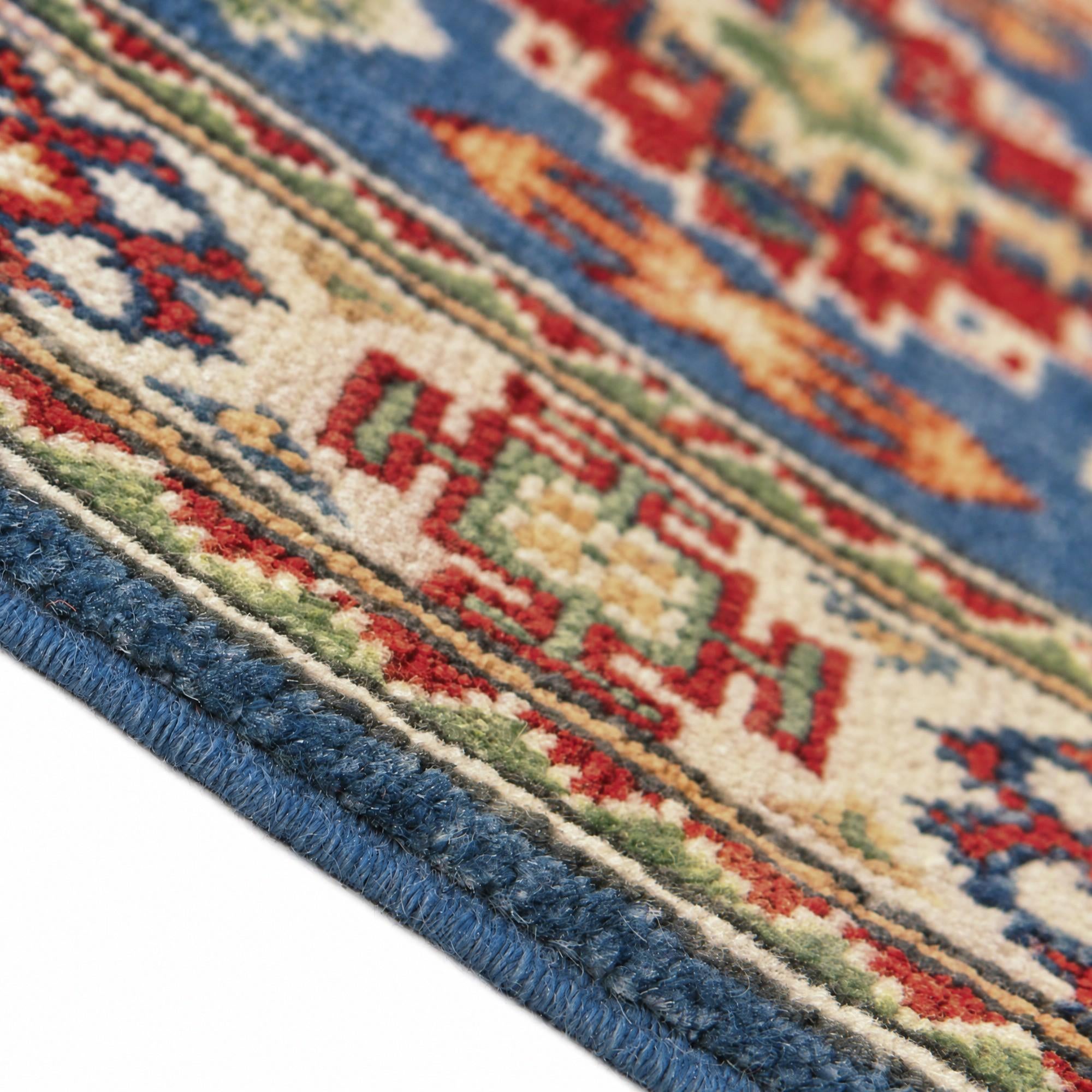 60cm x 185cm Hand Knotted Kazak Runner Rug