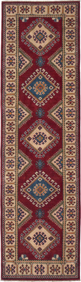 Detailansicht von 85cm x 300cm Handgeknüpft Kazak Läufer Teppich