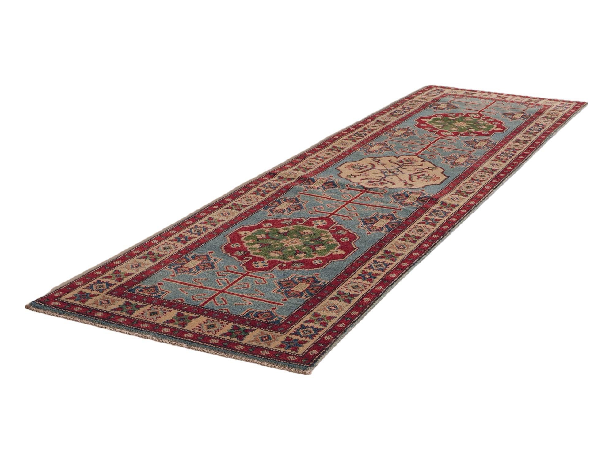 80cm x 300cm Hand Knotted Kazak Runner Rug