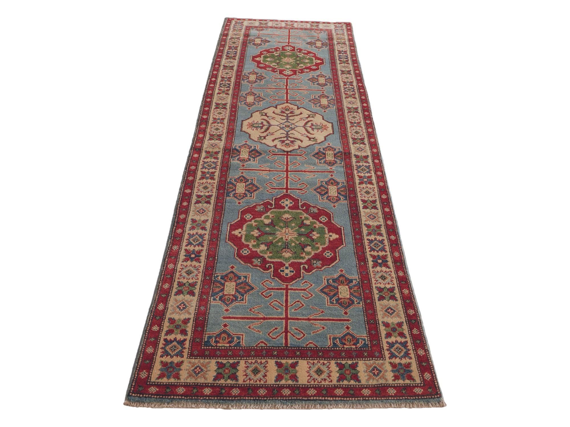 80cm x 300cm Hand Knotted Kazak Runner Rug