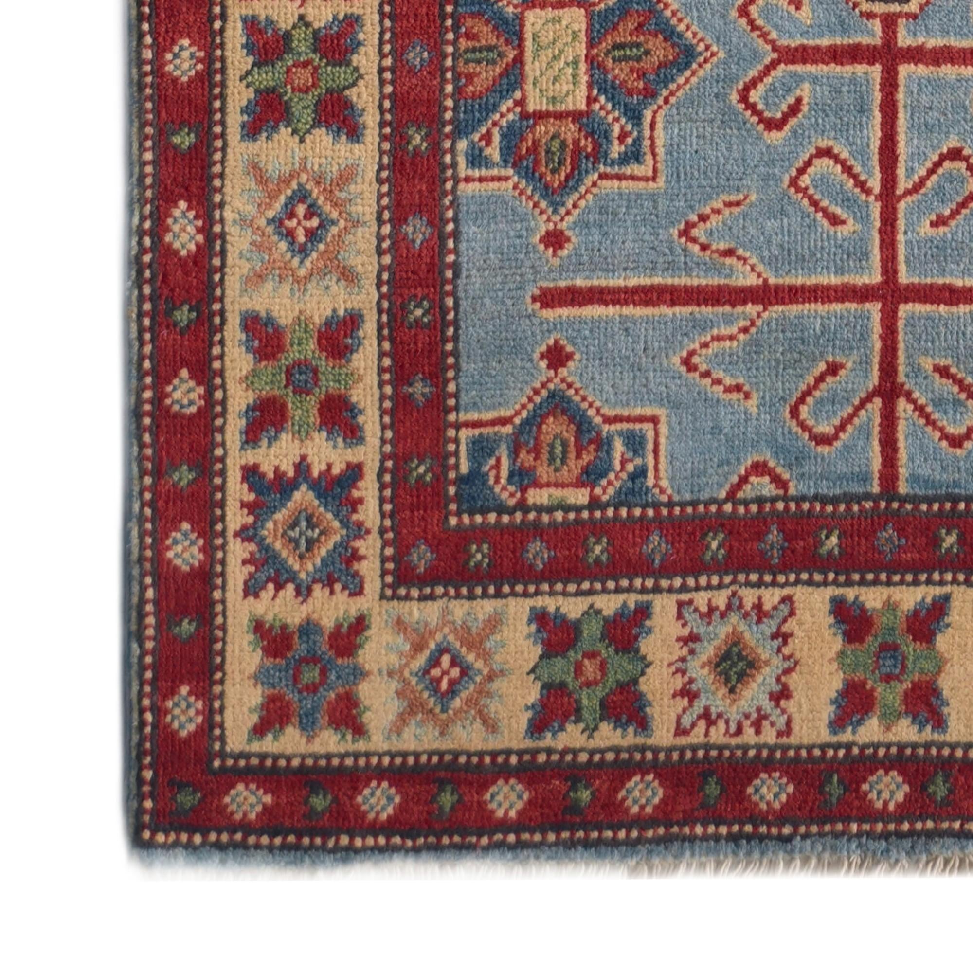 80cm x 300cm Hand Knotted Kazak Runner Rug