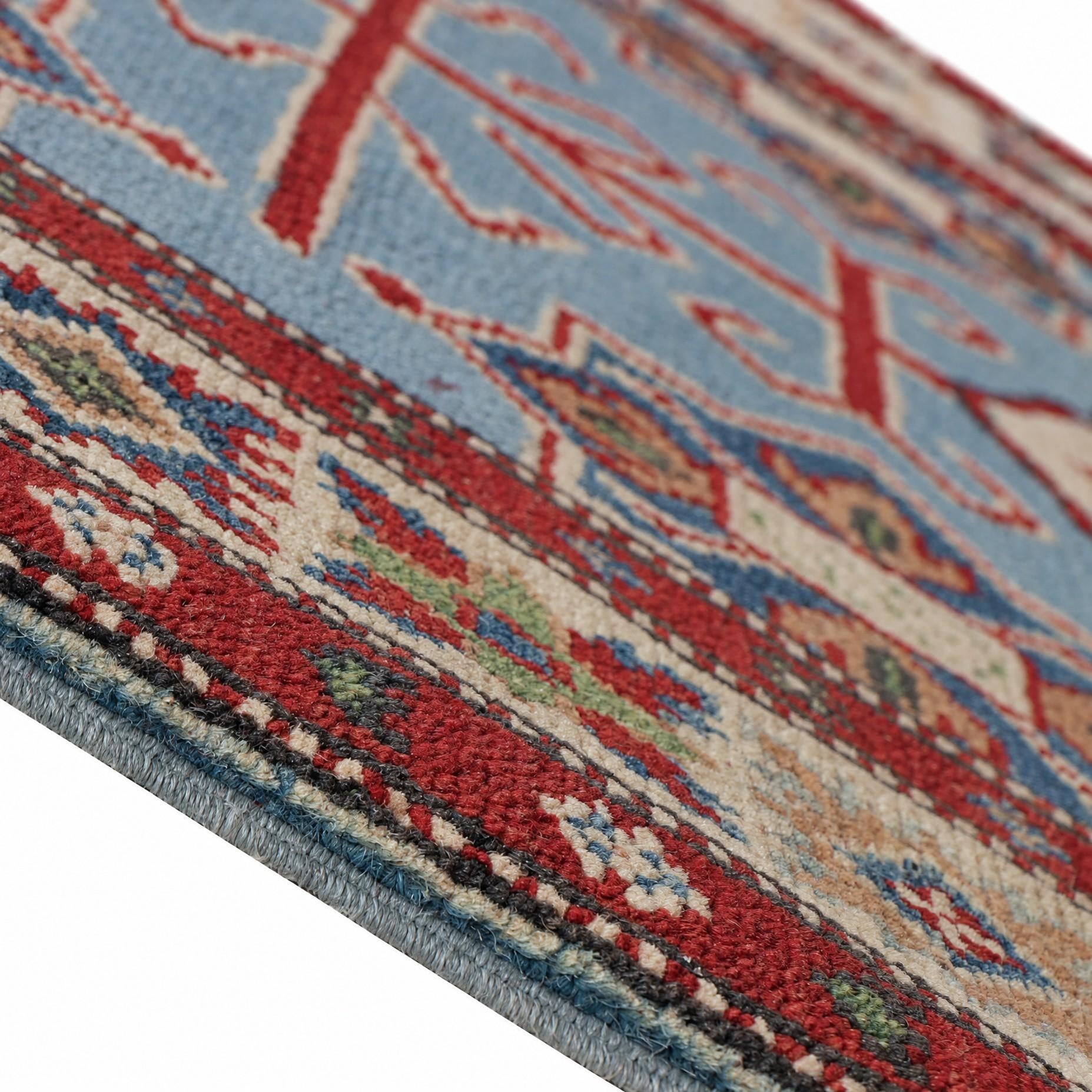 80cm x 300cm Hand Knotted Kazak Runner Rug