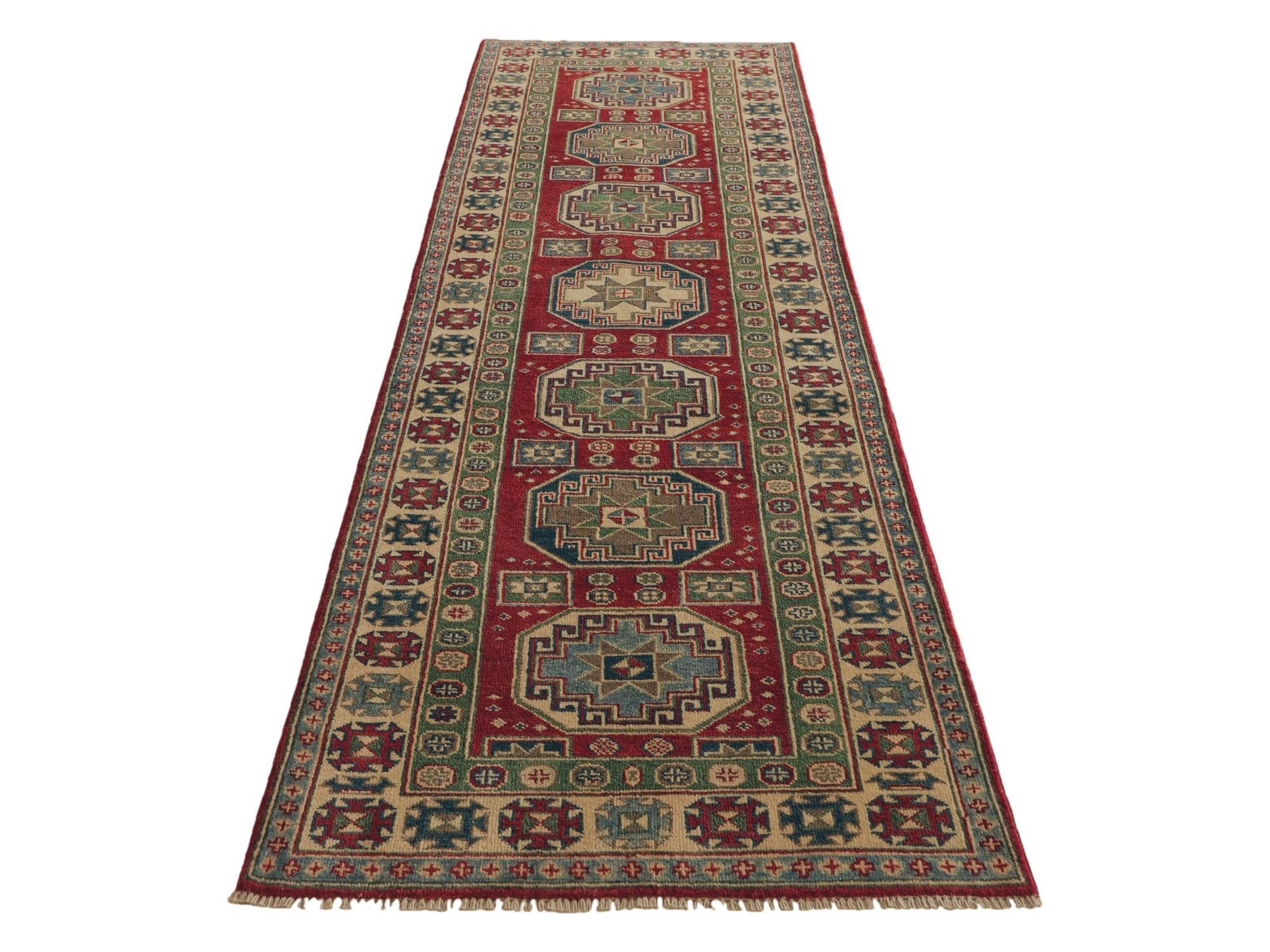 85cm x 290cm Hand Knotted Kazak Runner Rug