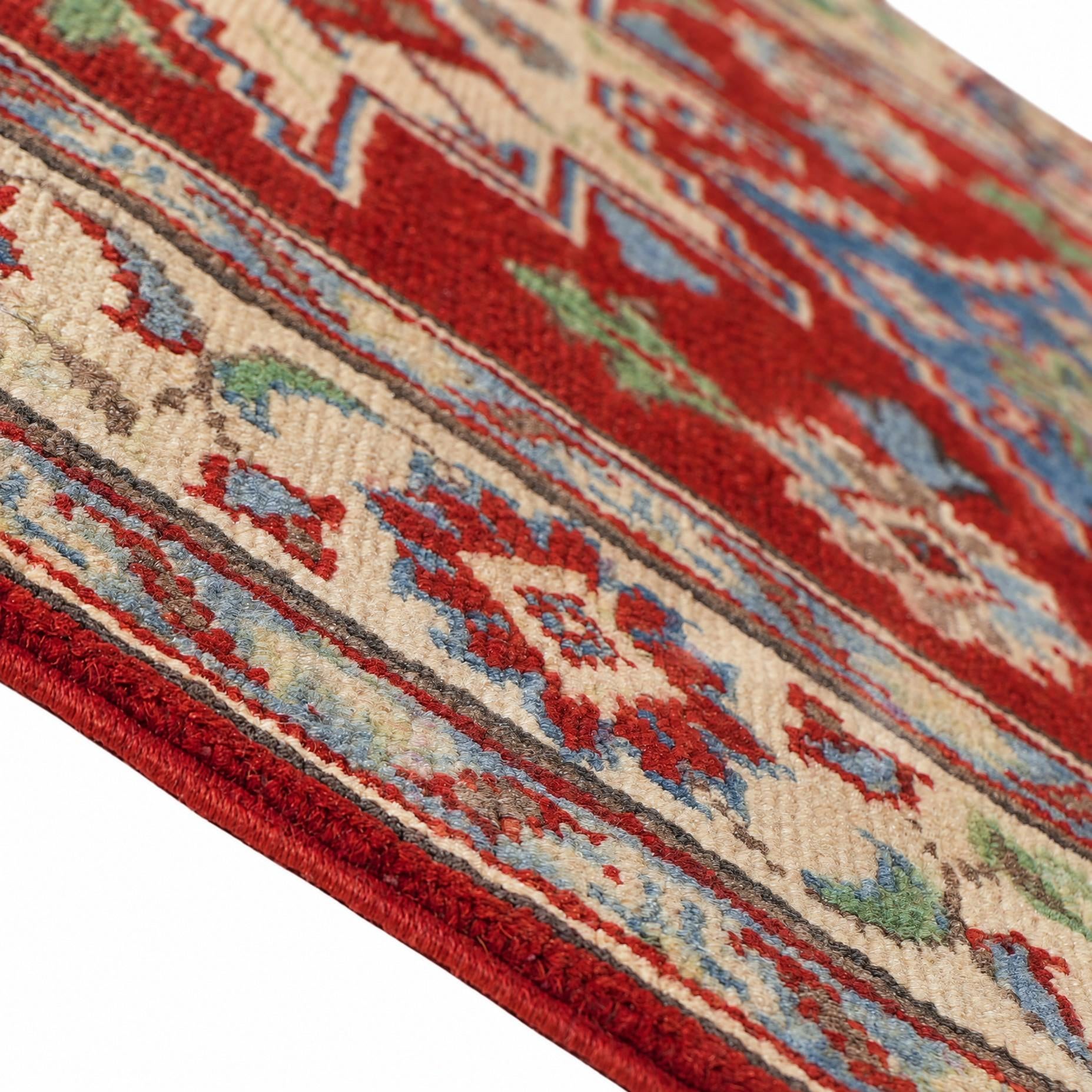 90cm x 195cm Hand Knotted Kazak Runner Rug