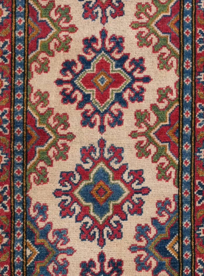 Detail image of 2' x 6' 4 Hand Knotted Kazak Runner Rug