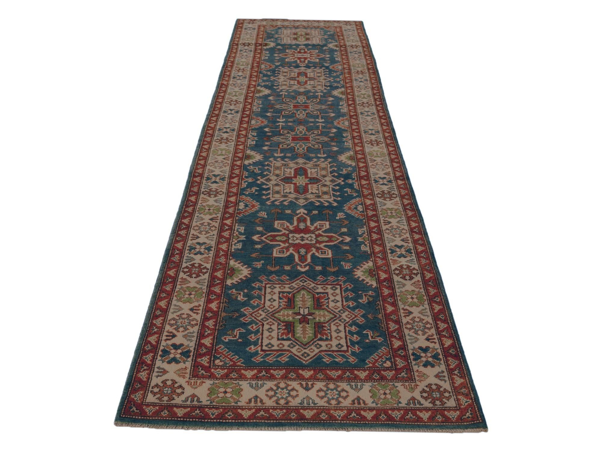 3' 1 x 13' 8 Hand Knotted Kazak Runner Rug