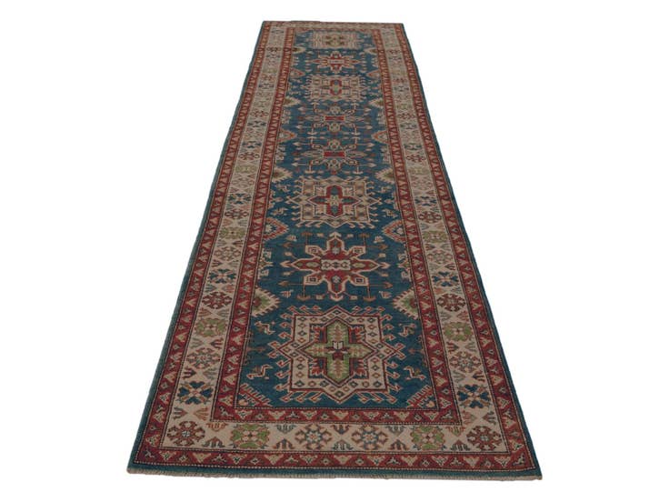 Detail image of 3' 1 x 13' 8 Hand Knotted Kazak Runner Rug