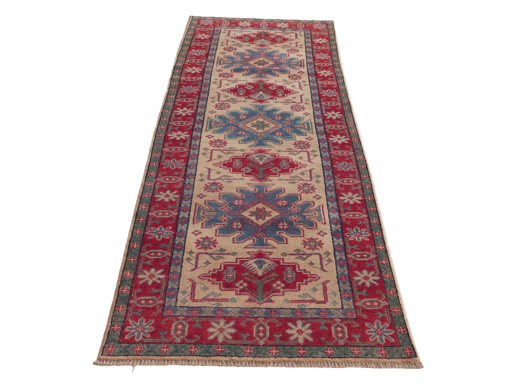 85cm x 265cm anudado a mano Kazak Alfombra Pasillera