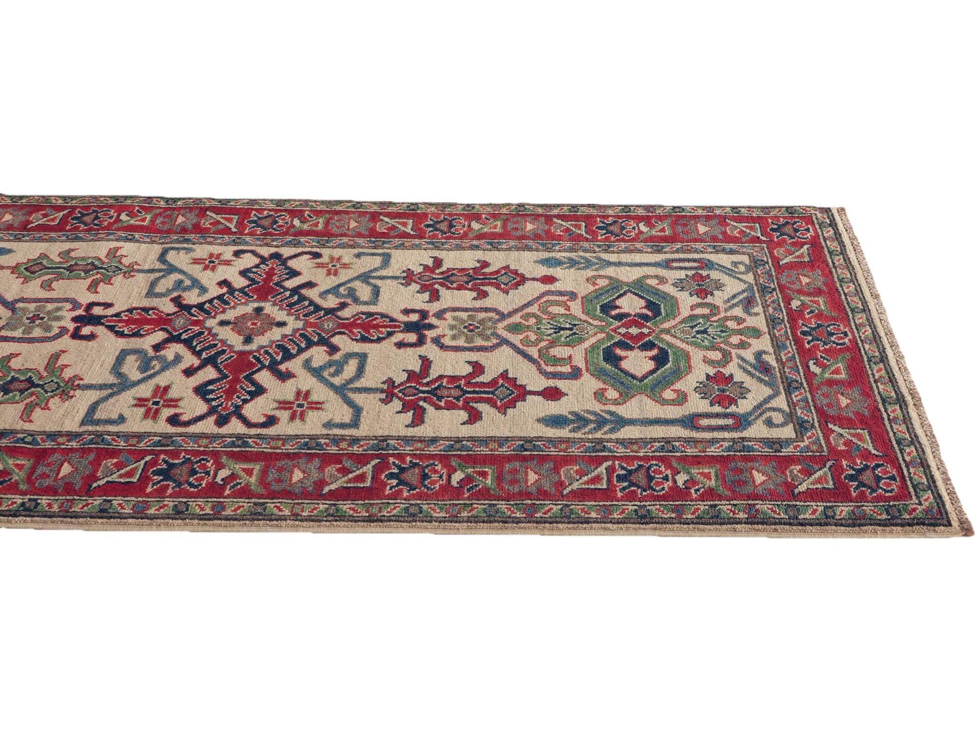 85cm x 290cm Hand Knotted Kazak Runner Rug